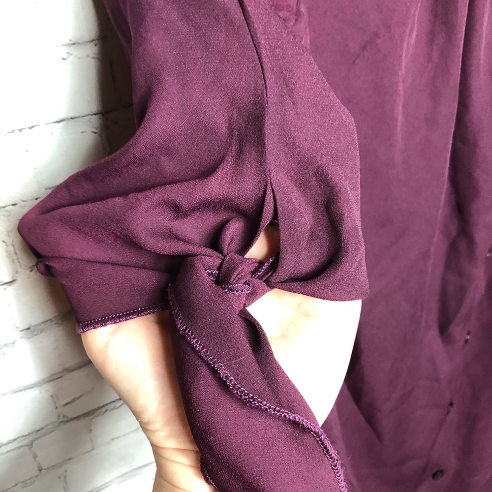 Hype Off the Shoulder Dobby Blouse Burgundy Size Small - Picture 3 of 8